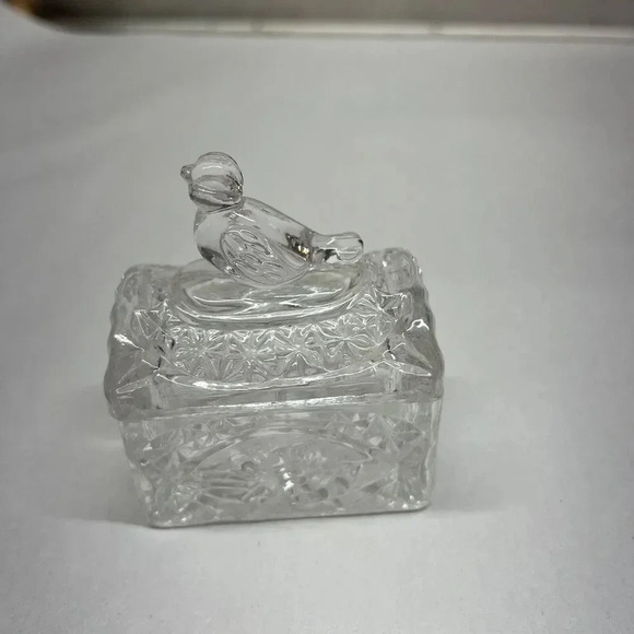 Bird Trinket Box Lidded Crystal Clear‎ Leaded 24% Collection Aviary Vintage - Picture 5 of 8